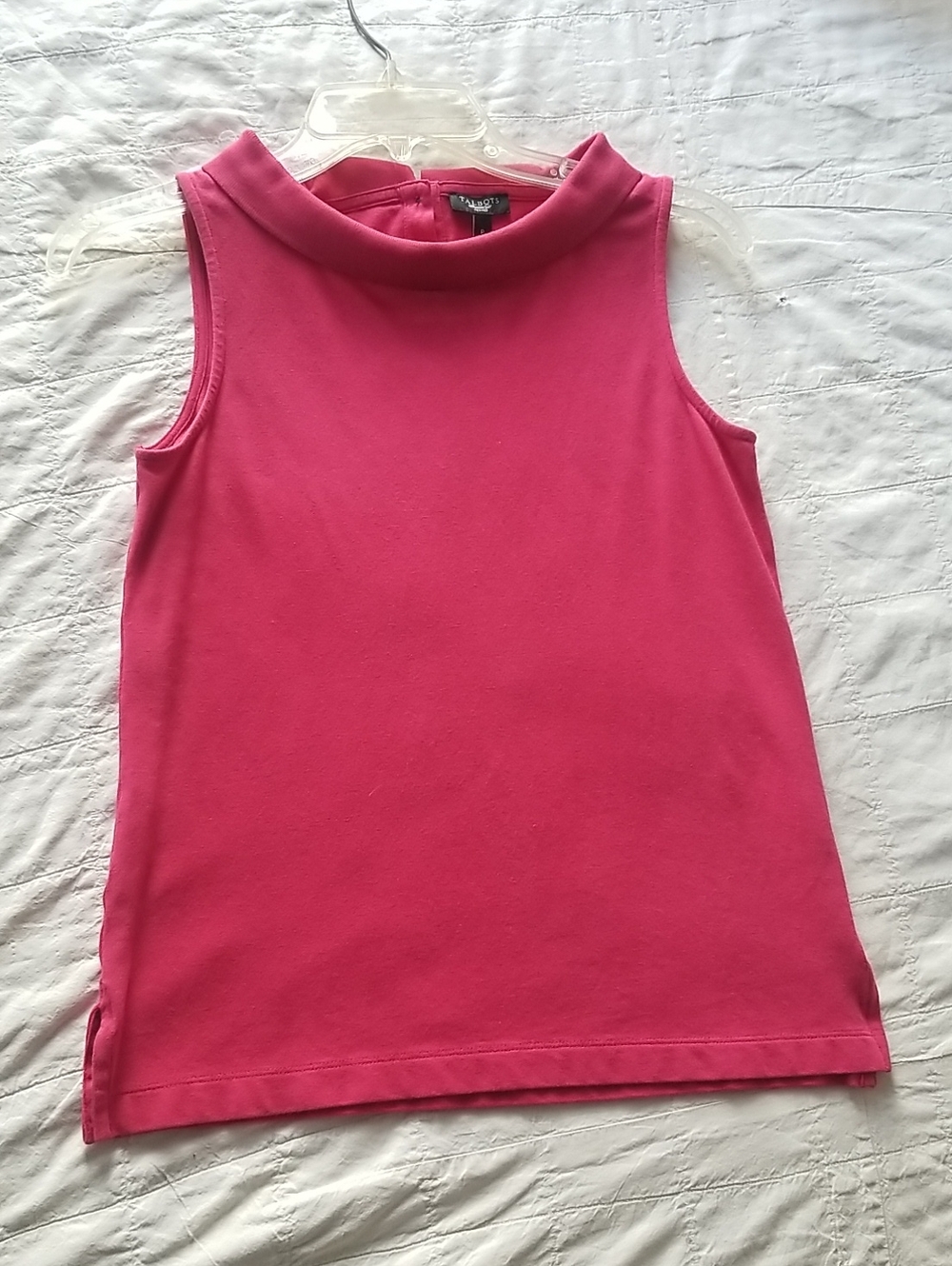 Talbots Rolled Boat Neck Hot Pink Sleeveless Top